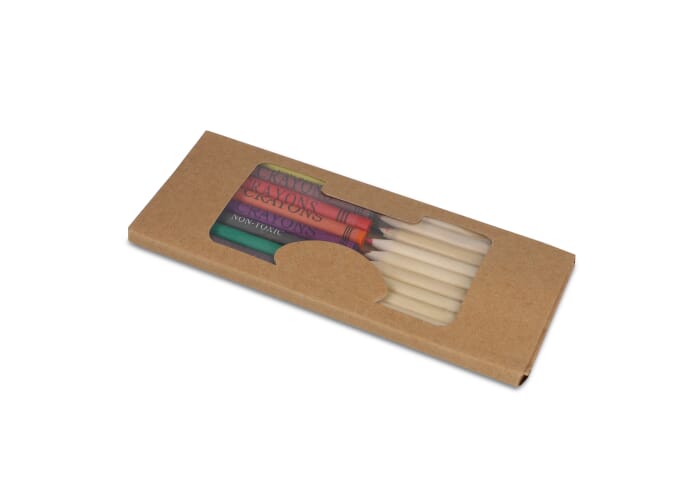 Kleurpotloden en krijtjes in kraft doosje Natuur