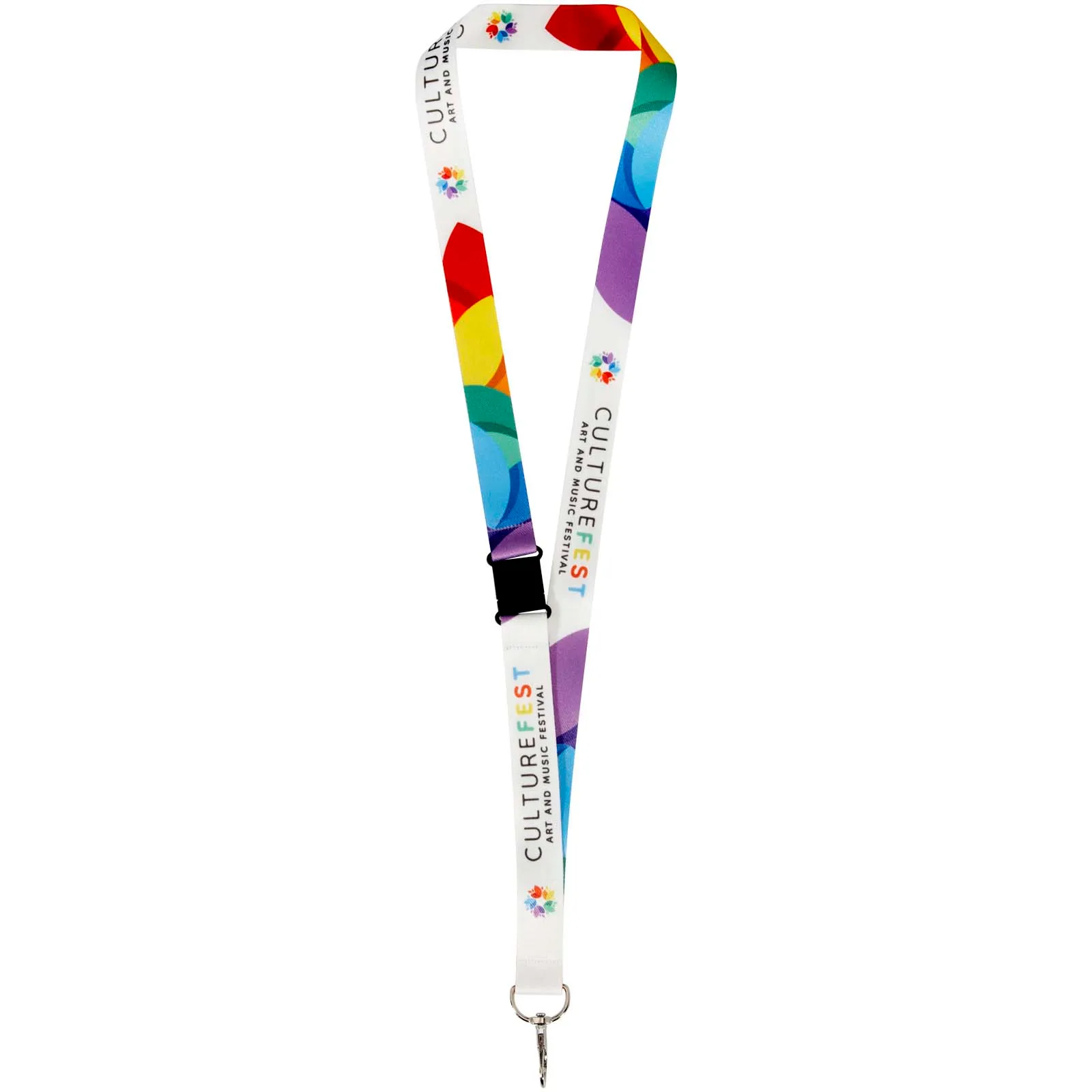 Lois sublimatie RPET-lanyard met safety breakaway sluiting Zwart