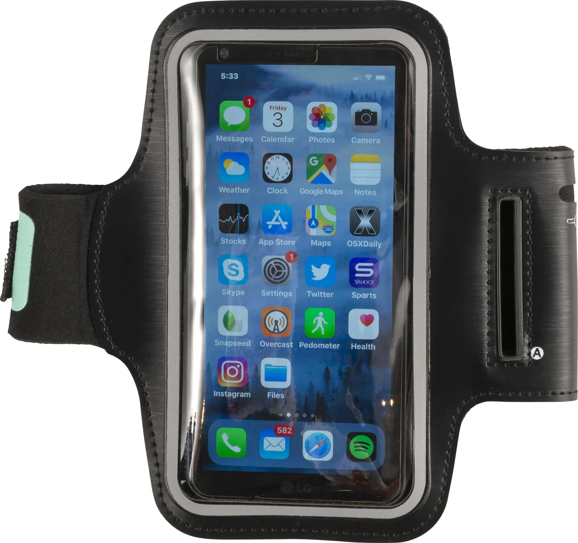 Telefoonarmband Danny | Kunststof en klittenband zwart