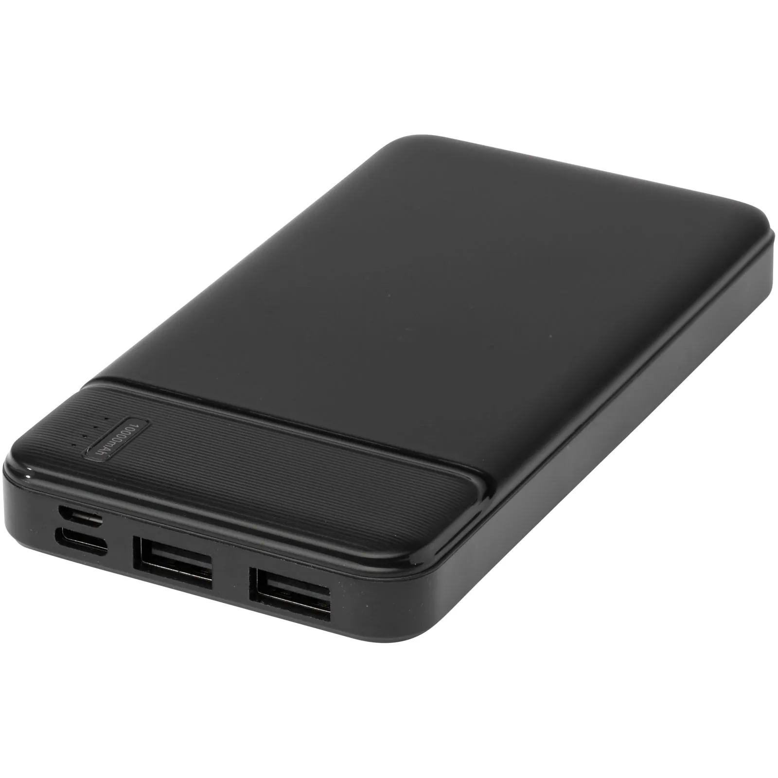 Loop powerbank van 10.000 mAh van gerecycled plastic  Zwart