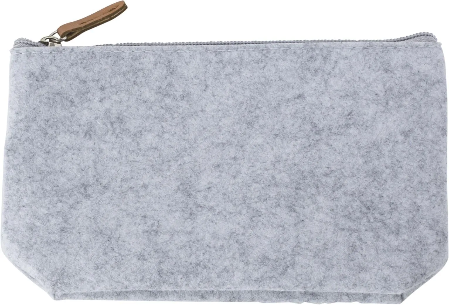 Cosmetisch tasje Lucy | Gerecycled vilt | Synthetisch leren details lichtgrijs
