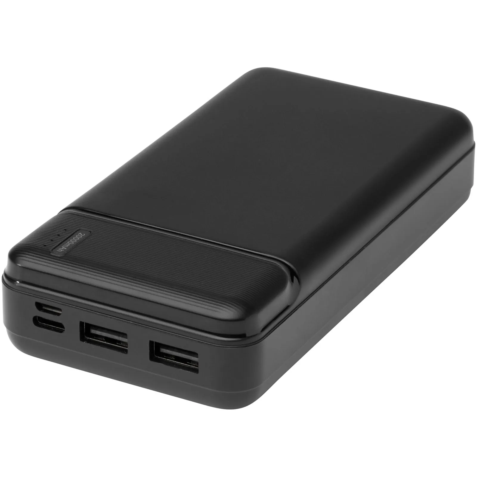 Loop powerbank van 20.000 mAh van gerecycled plastic  Zwart