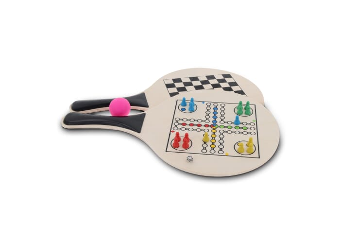 MDF strand tennis set met gezelsschapsspellen Zwart