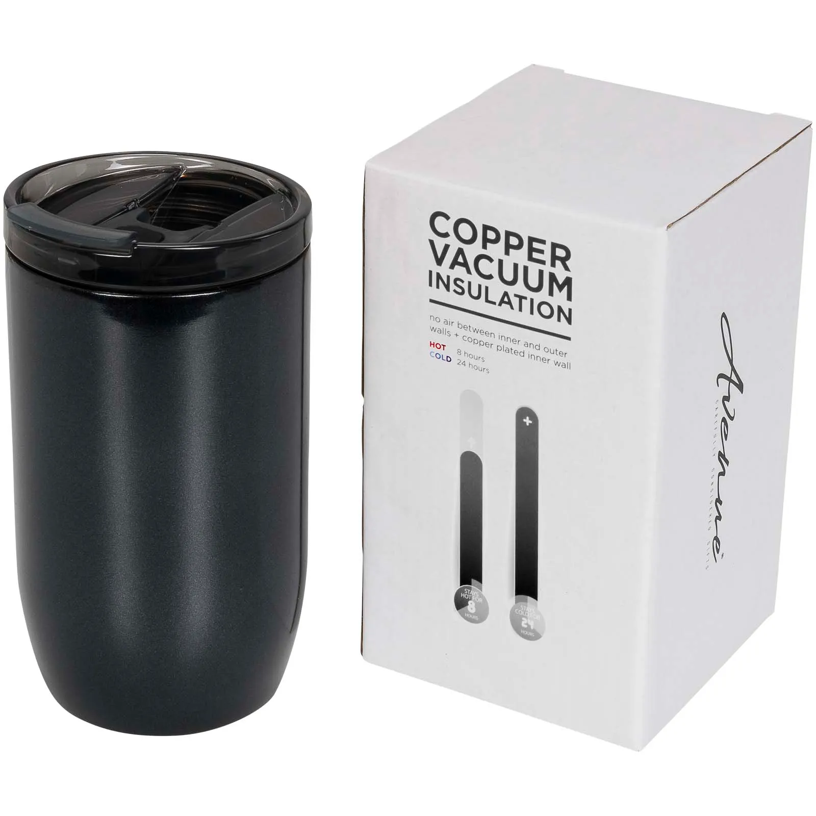 Lagom 380 ml koper vacuüm geïsoleerde beker Glanzend zwart