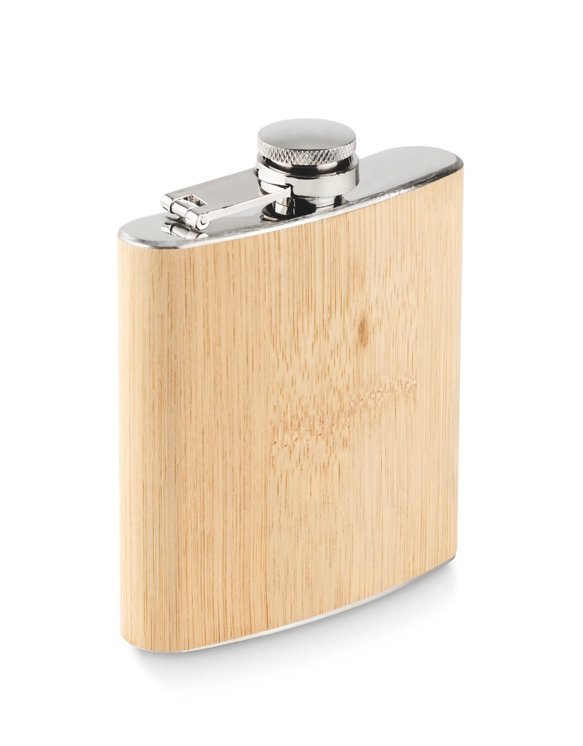 Platte bamboe heupfles 170ml Beige