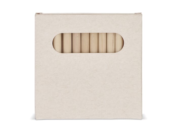 12 kleurpotloden in gerecyclede melkpakkenverpakking Ecru